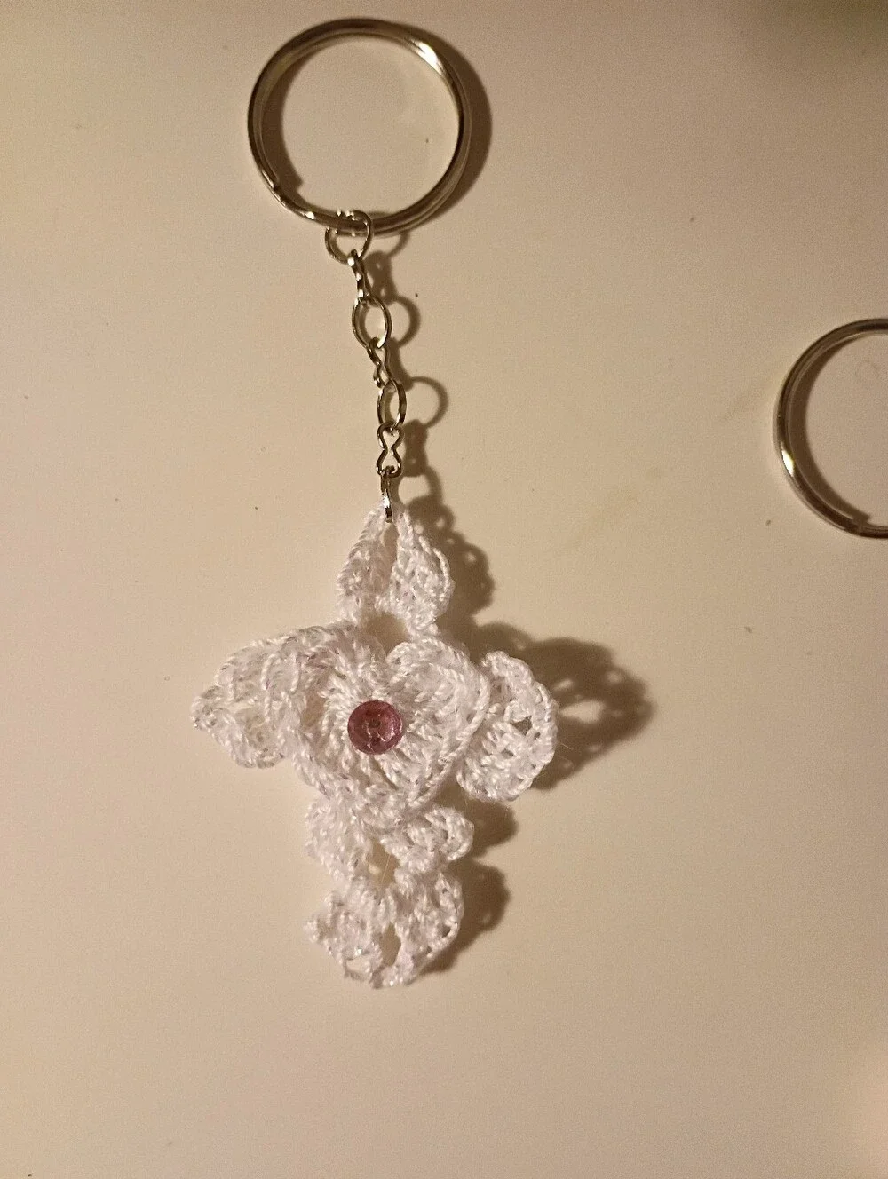 Handmade Crochet Cross Heart Keychain